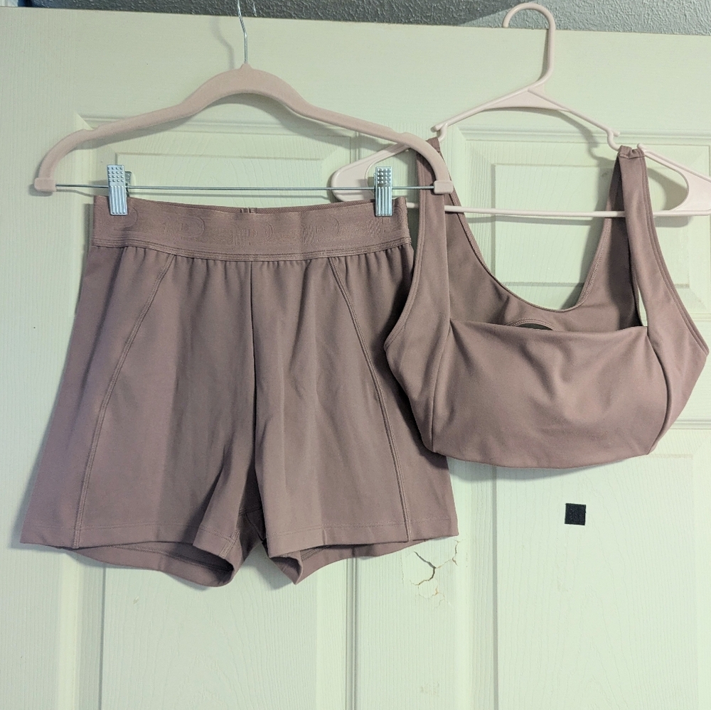 Like New PINK Victoria's Secret Dusty Rose Workout Gym Set Matching Two Piece